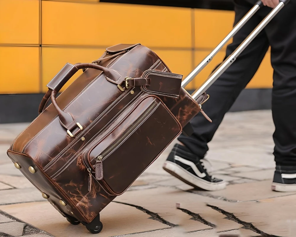 leather duffle bag carry on
